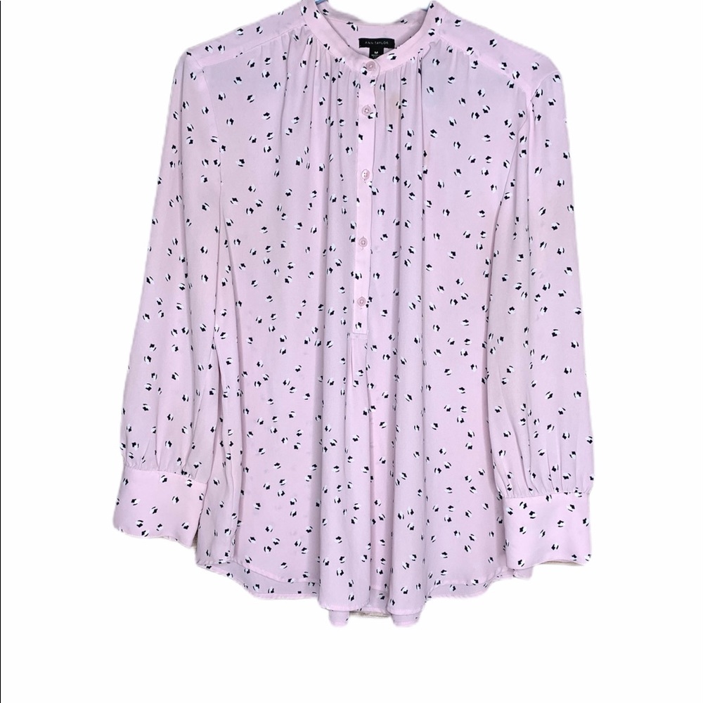 ANN TAYLOR 3/4 sleeve popover blouse Medium pink